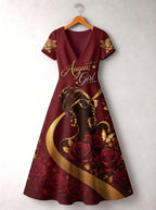 "August Girl Roses" Short Sleeve Maxi Dress