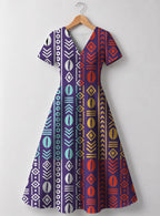 "Oshun Zamani" V Neck Midi Dress