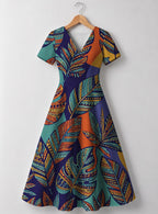 "Majani" V Neck Midi Dress