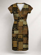 "Sankofa" Cap Sleeve Midi Dress