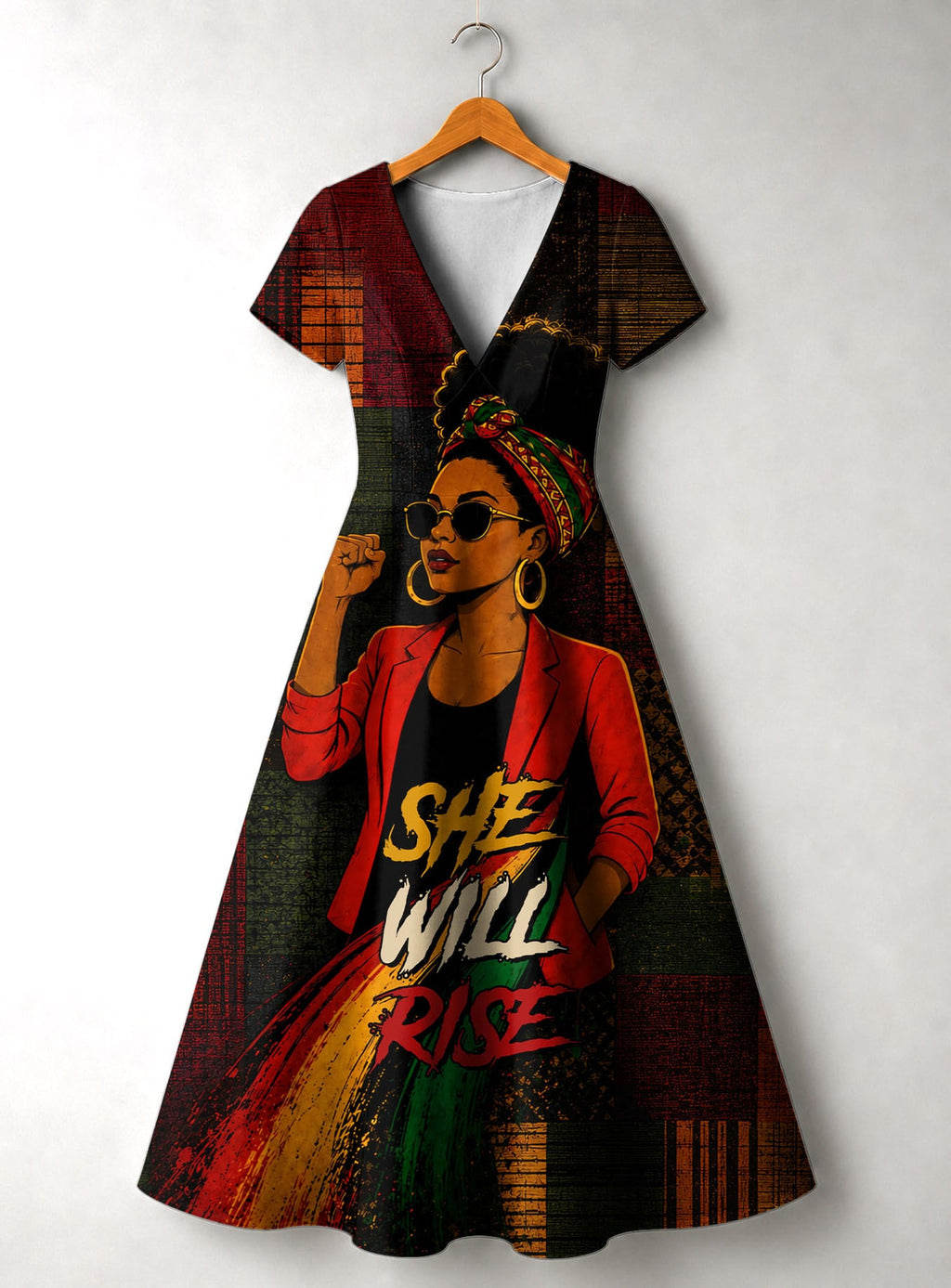 "Inuka" Short Sleeve Maxi Dress