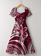 "Lehua" Sweetheart Midi Dress
