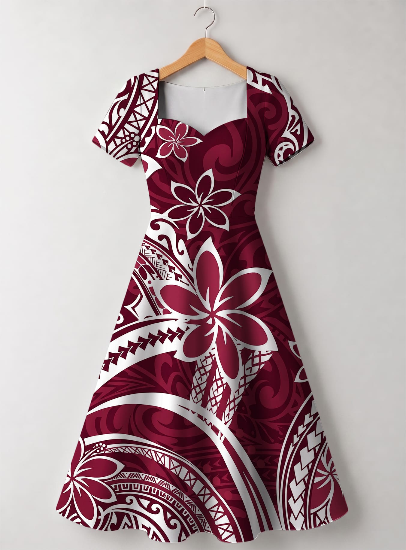 "Lehua" Sweetheart Midi Dress