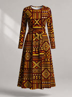 "Mudcloth" Viscose Midi Dress