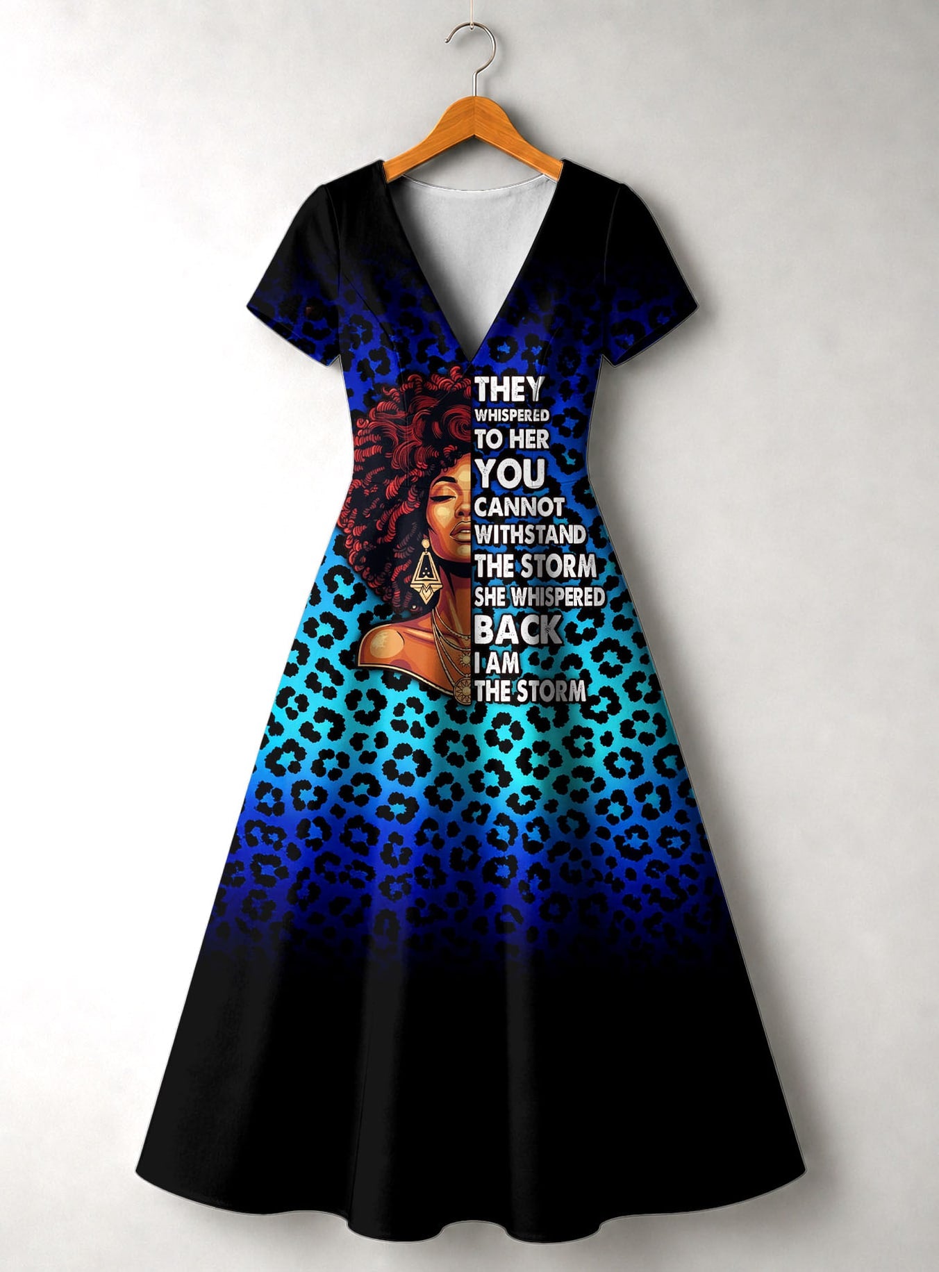 "Unstoppable" Sapphire Leopard" Short Sleeve Maxi Dress