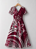 "Lehua" V Neck Midi Dress