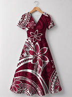 "Lehua" V Neck Midi Dress