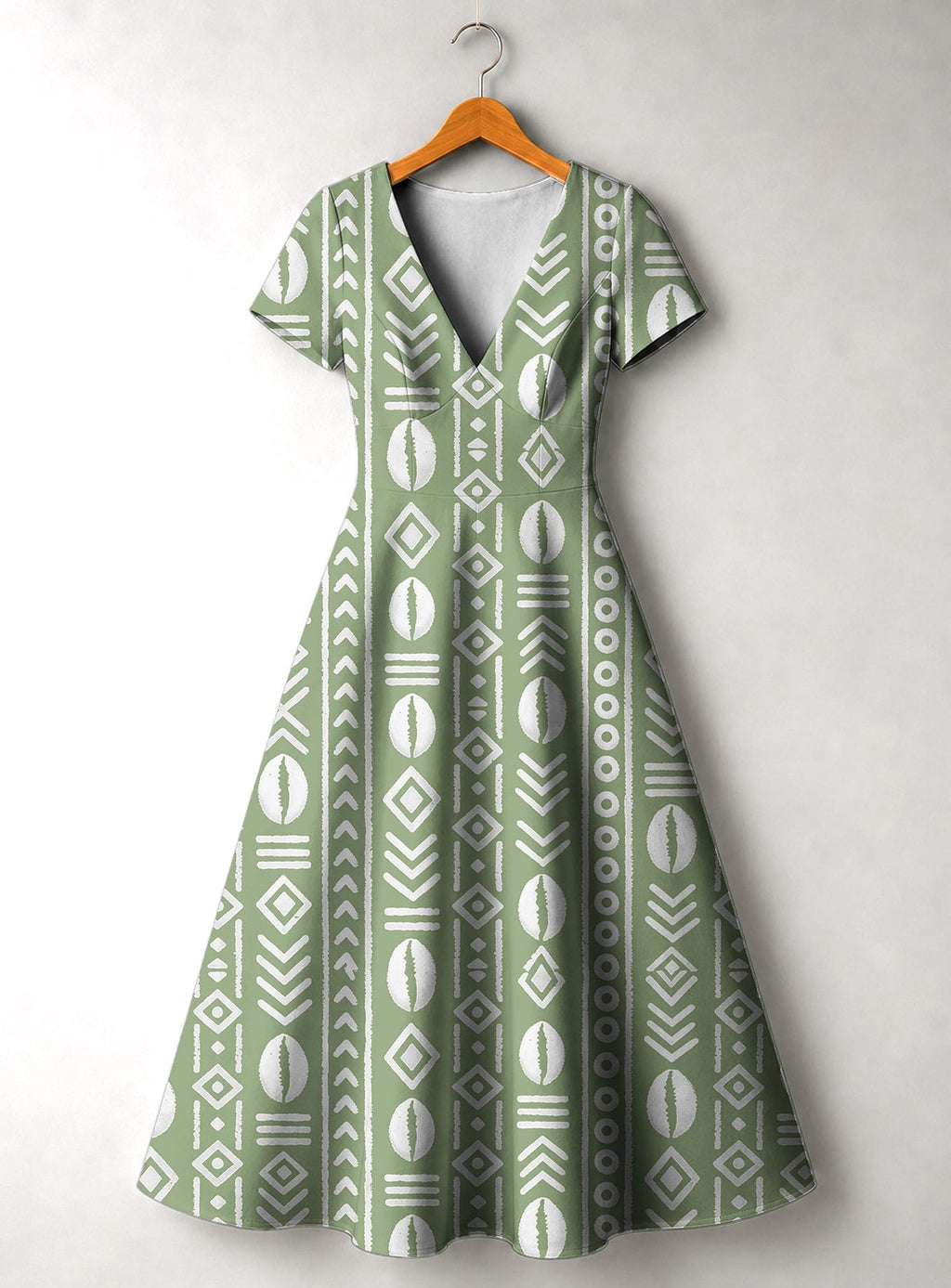 "Oshun Verde" Short Sleeve Maxi Dress