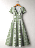 "Oshun Verde" Short Sleeve Maxi Dress