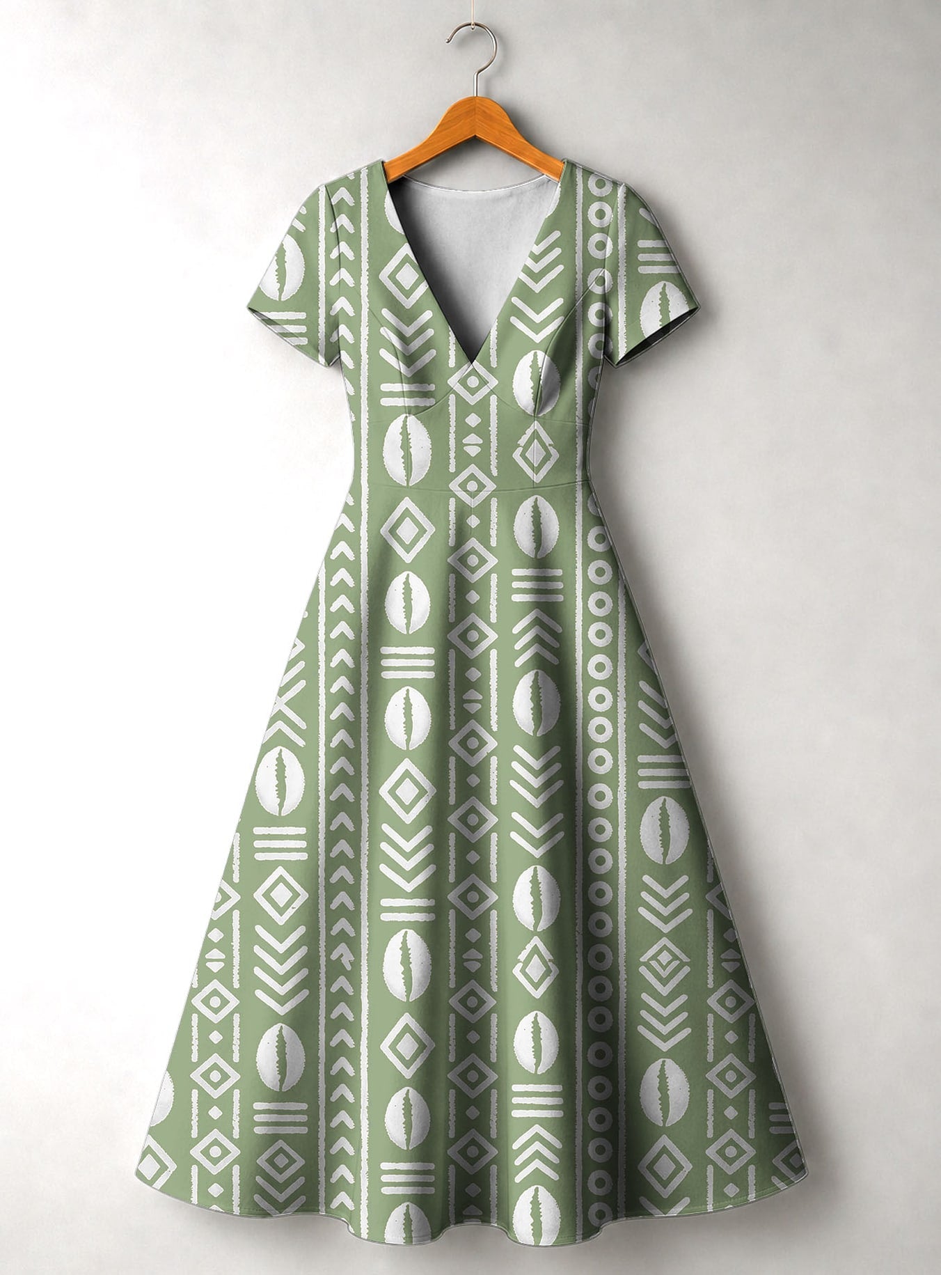 "Oshun Verde" Short Sleeve Maxi Dress