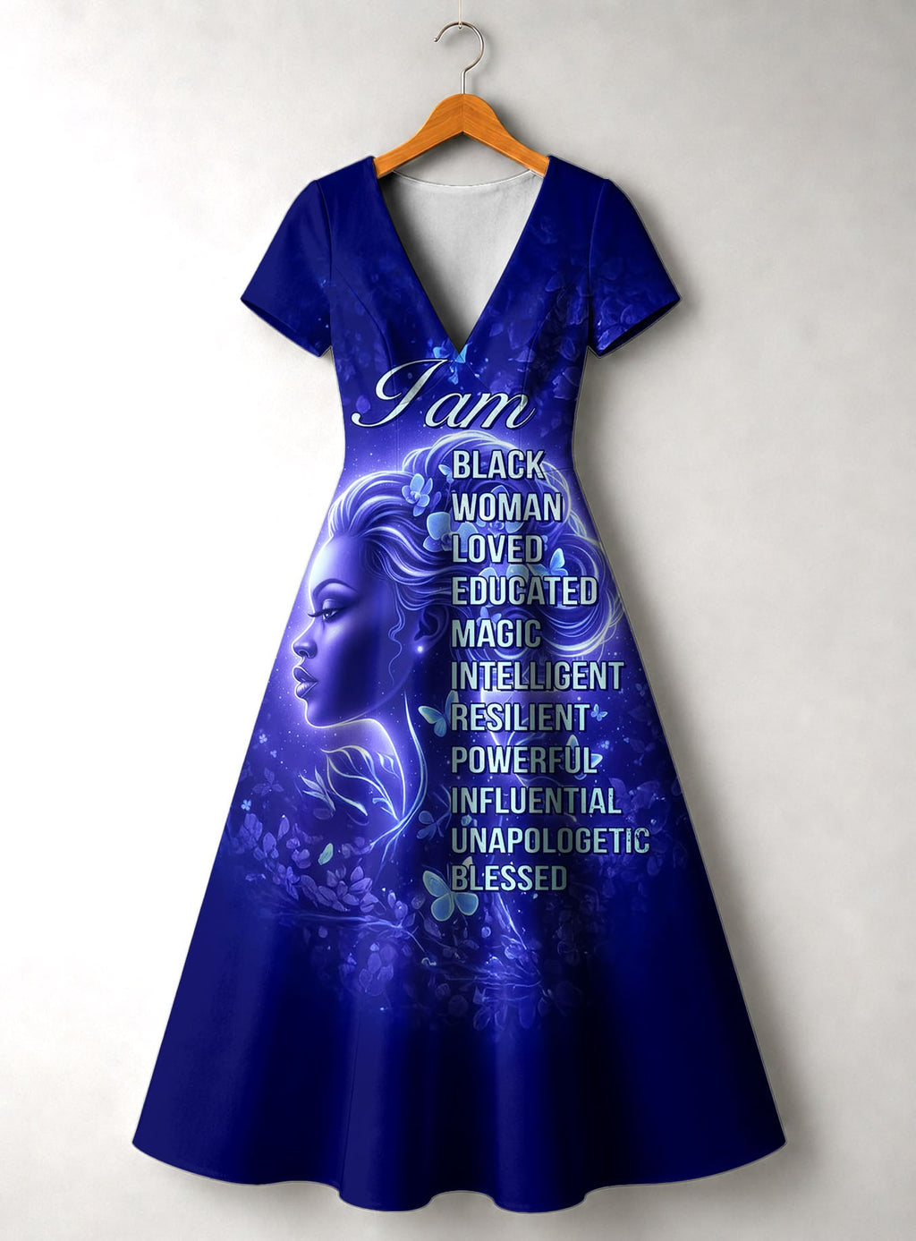 Black Woman Loved Short Sleeve Maxi Dress Promo