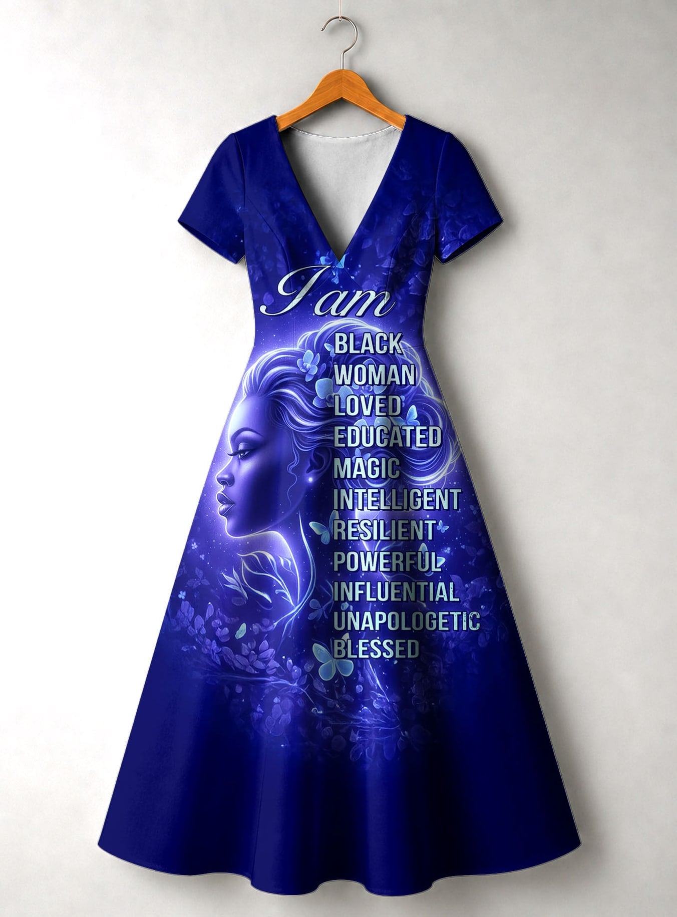 Black Woman Loved Short Sleeve Maxi Dress