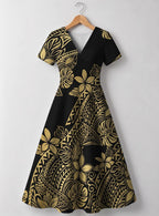 "Pualani" V Neck Midi Dress