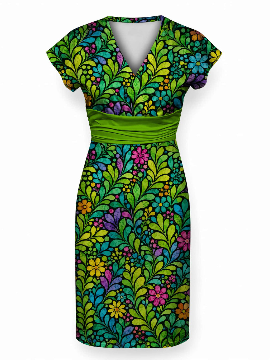 "Zumaridi" Cap Sleeve Midi Dress