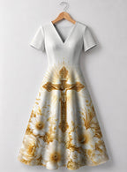 "Msalaba" V Neck Midi Dress