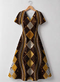 "Fataki" V Neck Midi Dress