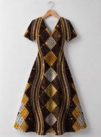 "Fataki" V Neck Midi Dress