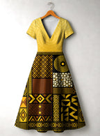 "Manjano" Short Sleeve Maxi Dress