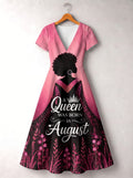 "August Queen Pink" Short Sleeve Maxi Dress