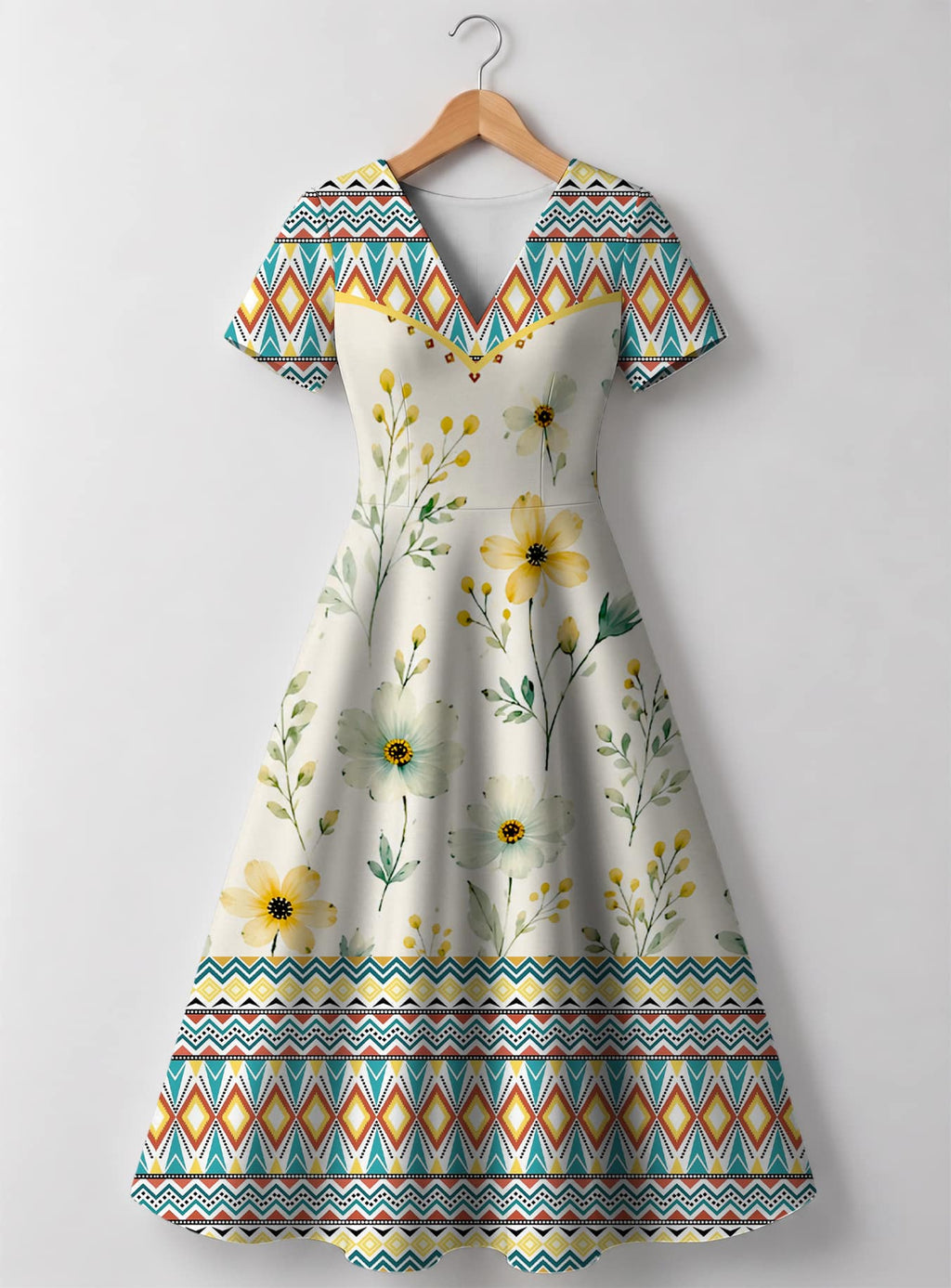 "Alizeti" V Neck Midi Dress