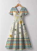 "Alizeti" V Neck Midi Dress