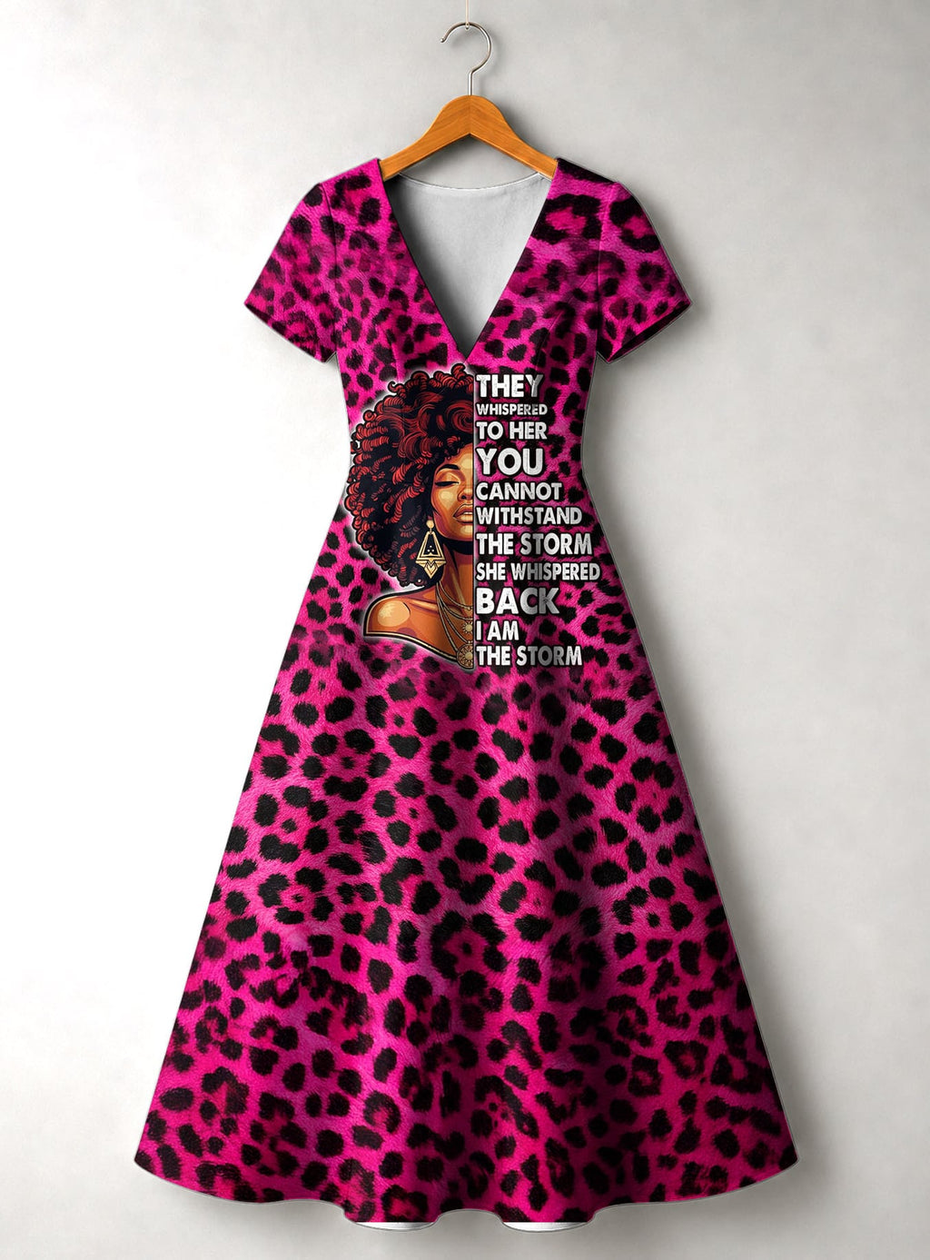 "Unstoppable" Pink Leopard" Short Sleeve Maxi Dress