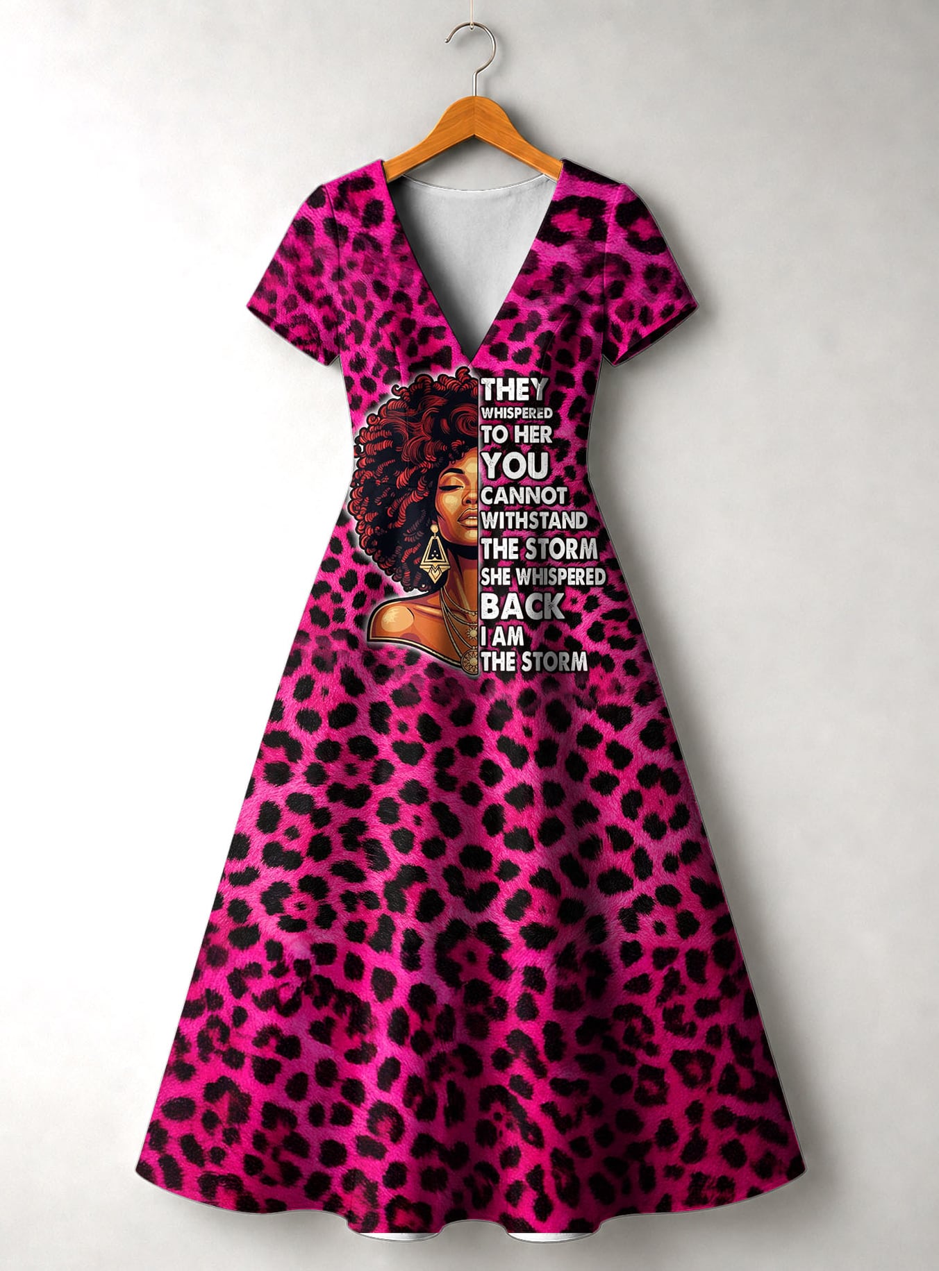 "Unstoppable" Pink Leopard" Short Sleeve Maxi Dress
