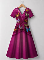 "Kipepeo" V Neck Midi Dress