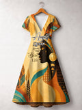 "August Queen Best Life" Short Sleeve Maxi Dress