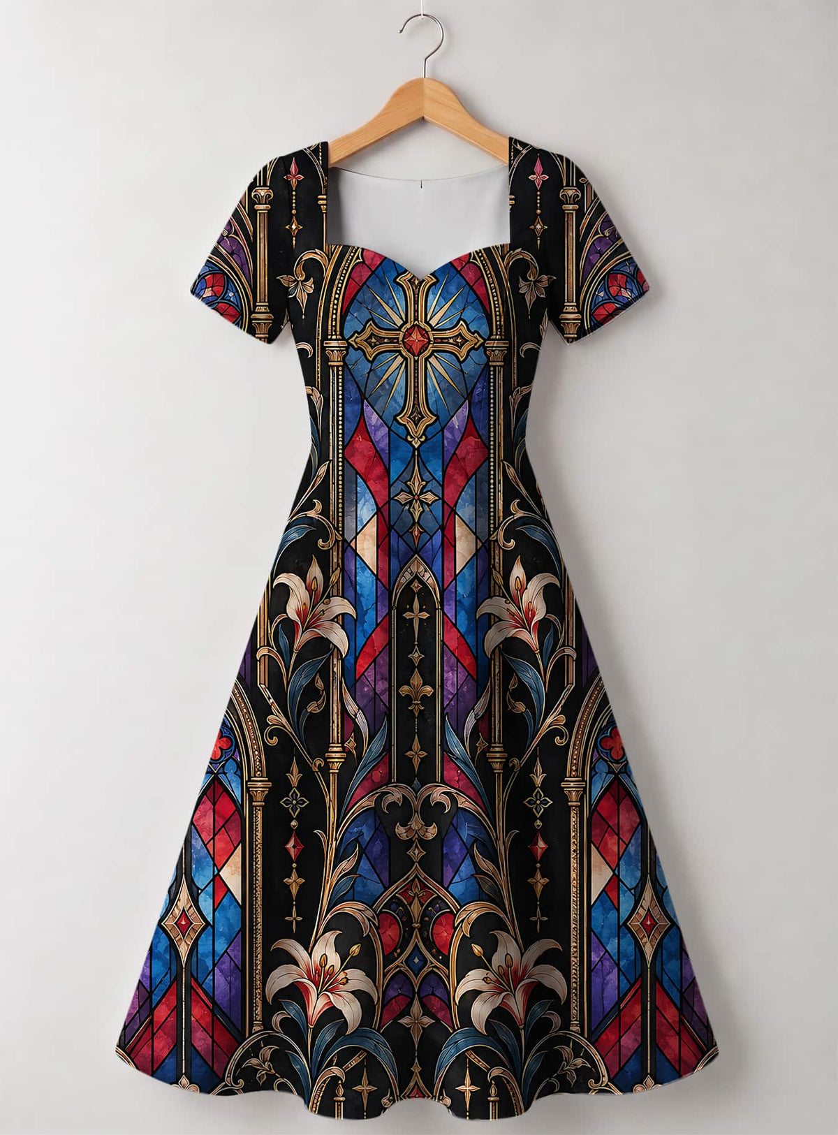 "Hekalu" Sweetheart Midi Dress — front view, garment only