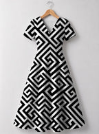 "Zamu" V Neck Midi Dress