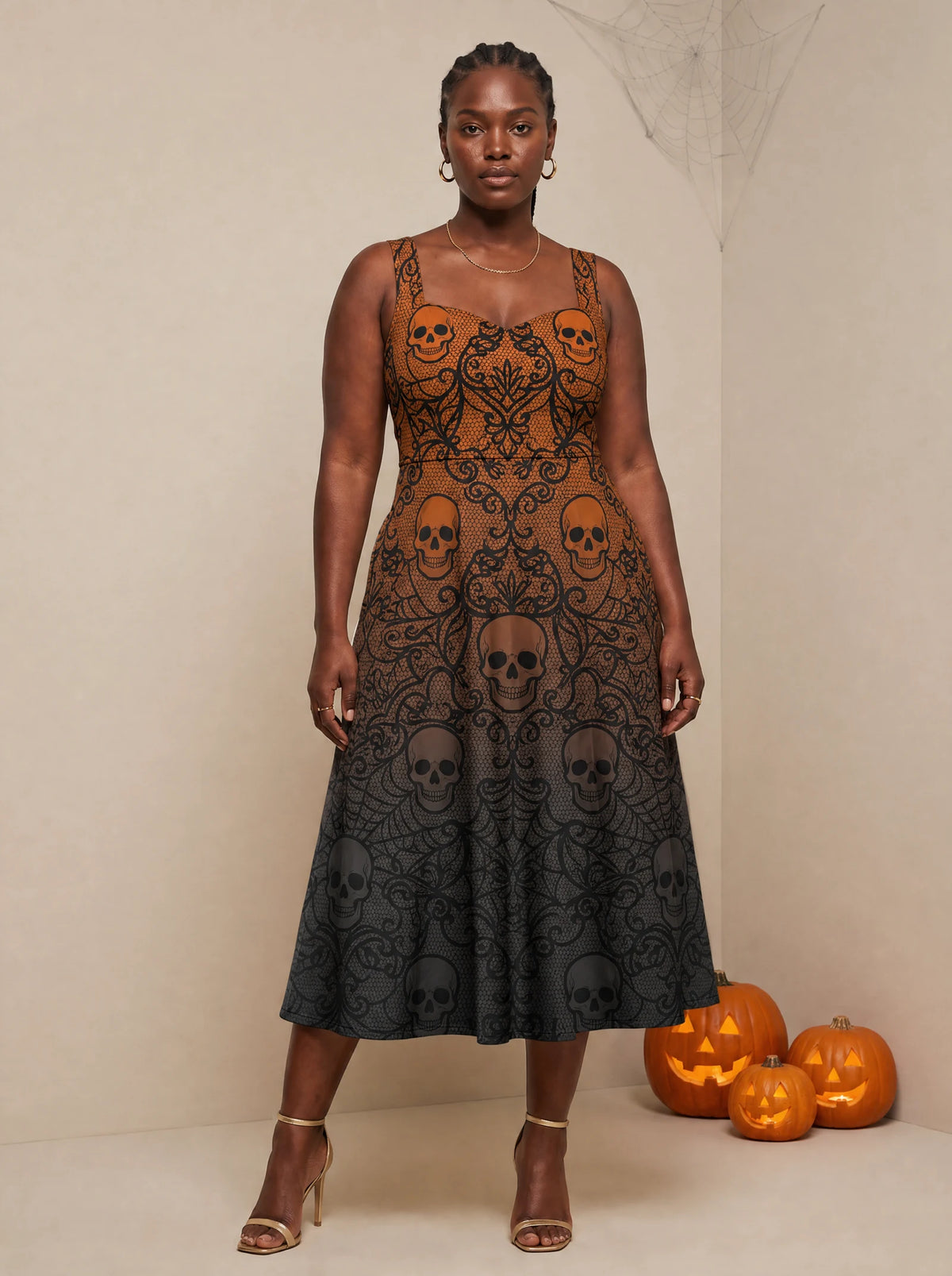 "Fuvu" Halloween Corset Dress — front view on model