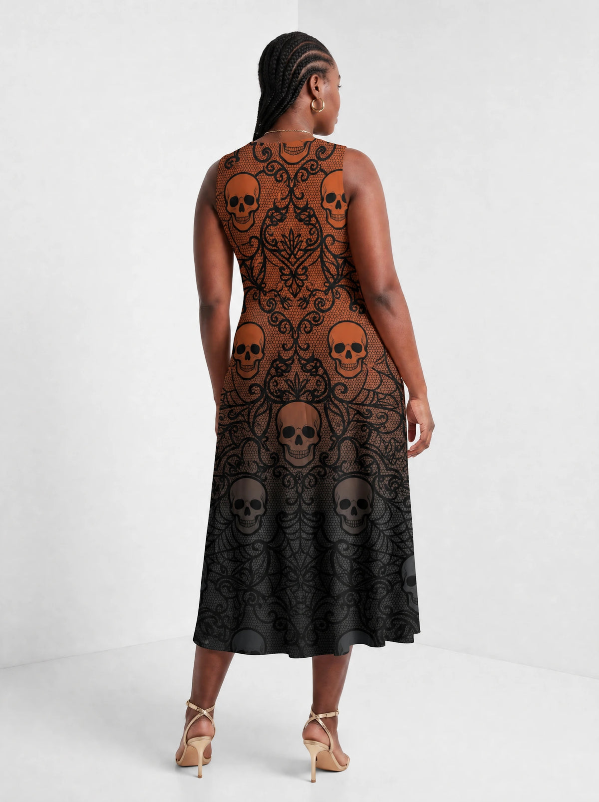 "Fuvu" Halloween Corset Dress — back view on model