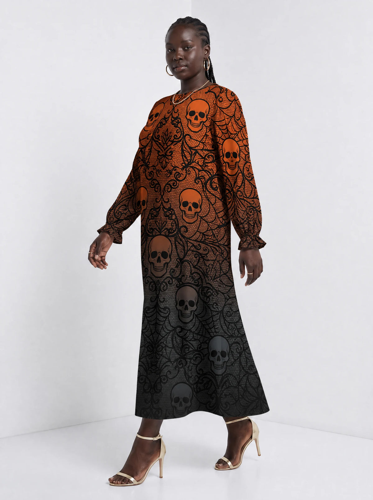 "Fuvu" Halloween Long Sleeve Maxi Dress — full body