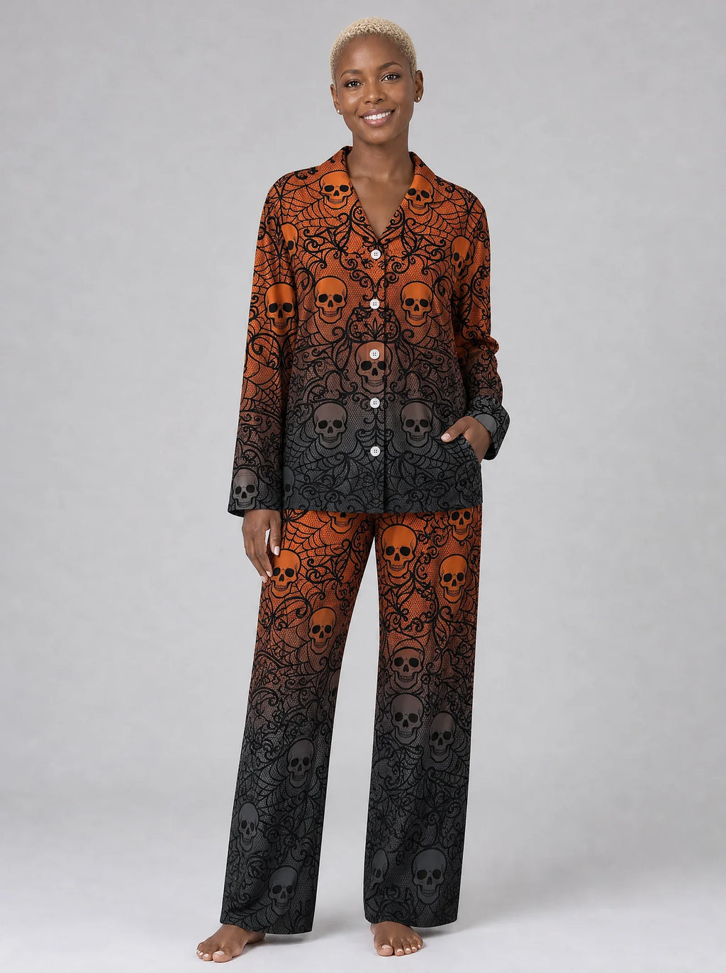 "Fuvu" Halloween Pajama Set — front view on model