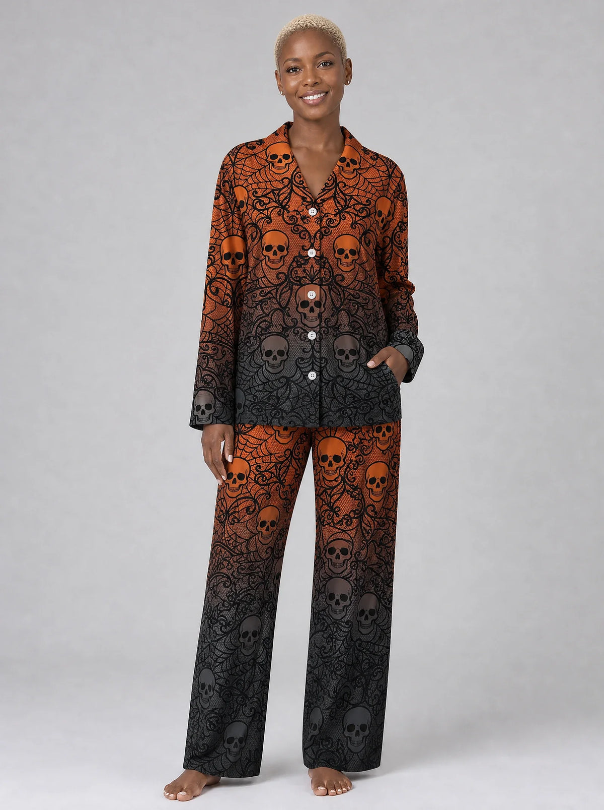 "Fuvu" Halloween Pajama Set — front view on model