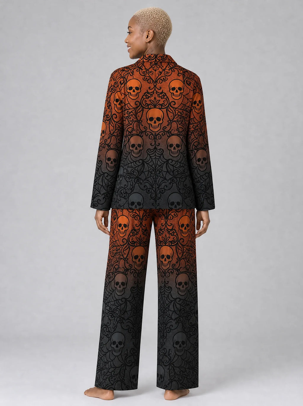 "Fuvu" Halloween Pajama Set — back view on model