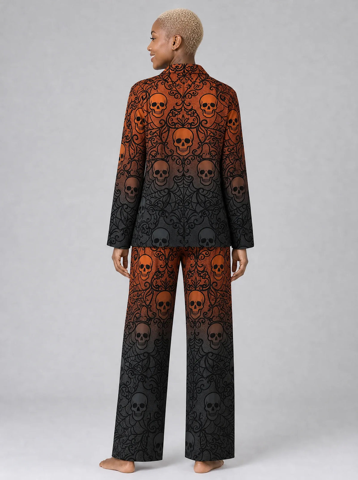 "Fuvu" Halloween Pajama Set — back view on model