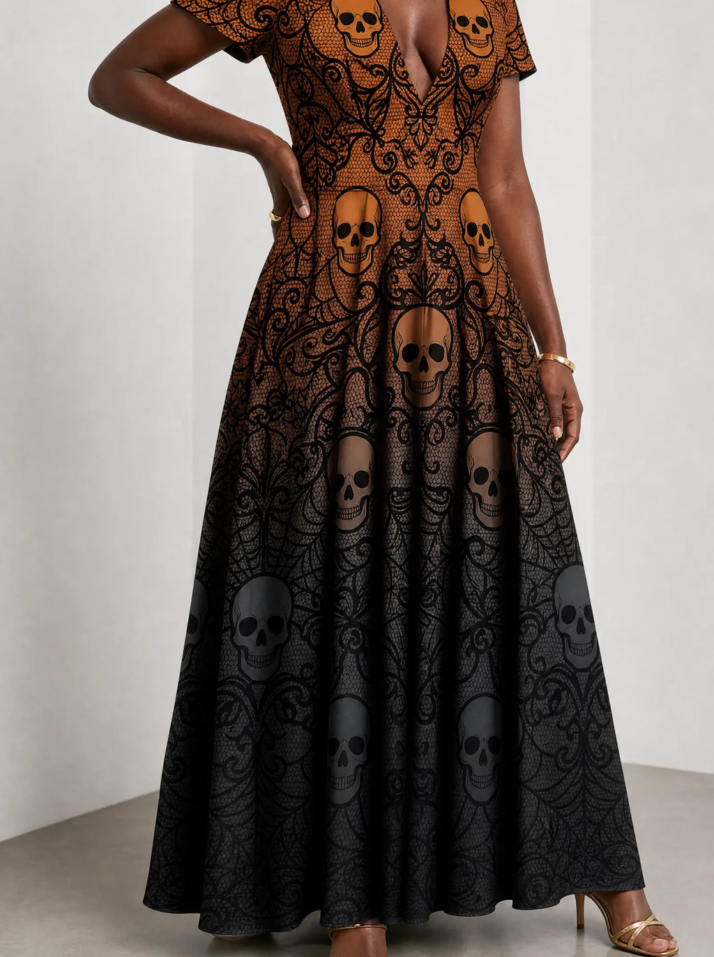 "Fuvu" Halloween Short Sleeve Maxi Dress — back