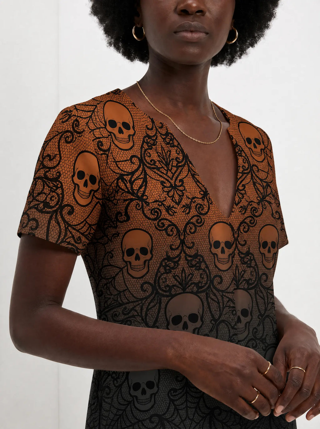 "Fuvu" Halloween Short Sleeve Maxi Dress — on model