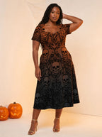 "Fuvu" Halloween Sweetheart Midi Dress — three-quarter view on model