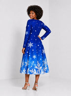 "Fuwele" Long Sleeve Sweetheart Midi Dress — back view on model