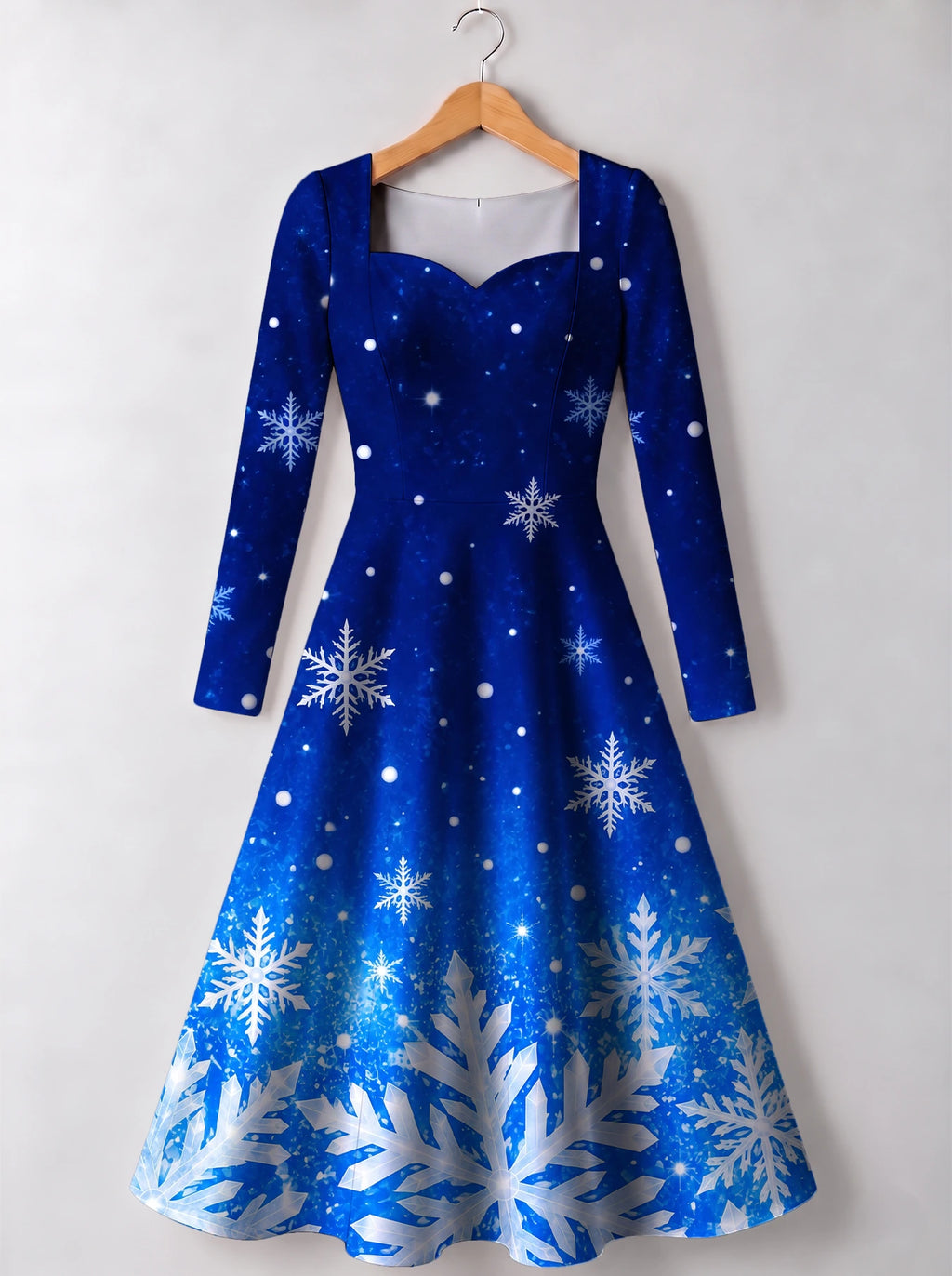 "Fuwele" Long Sleeve Sweetheart Midi Dress — front view