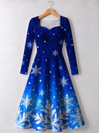 "Fuwele" Long Sleeve Sweetheart Midi Dress — front view