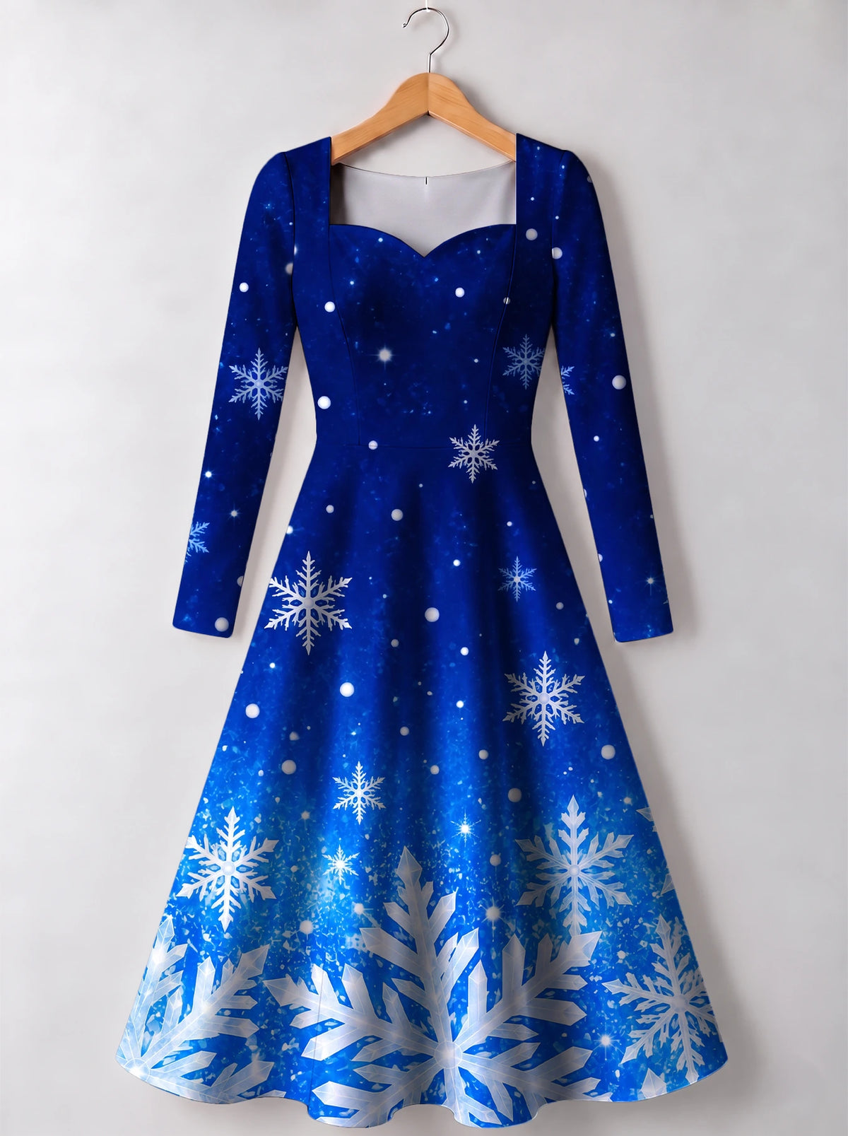 "Fuwele" Long Sleeve Sweetheart Midi Dress — front view