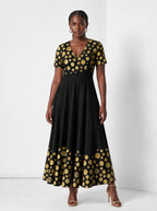 "Giza" Short Sleeve Maxi Dress — front view on model