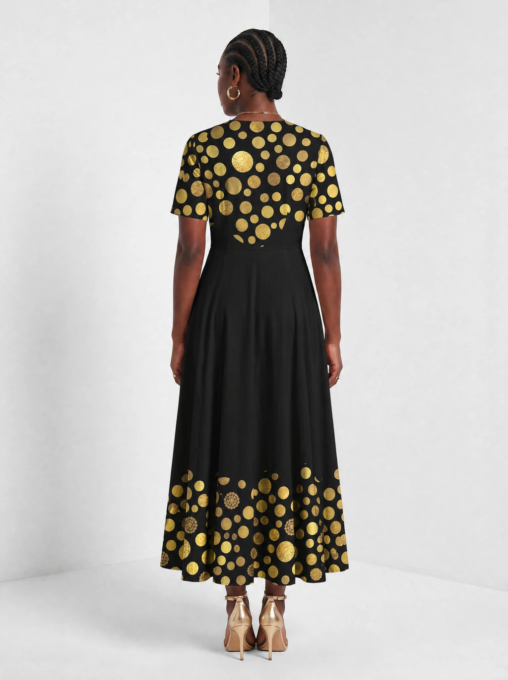 "Giza" Short Sleeve Maxi Dress — back view on model
