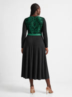 "Green Witch" Long Sleeve Midaxi Dress — back view on model