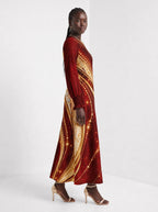 "Hariri" Long Sleeve Maxi Dress — side view on model