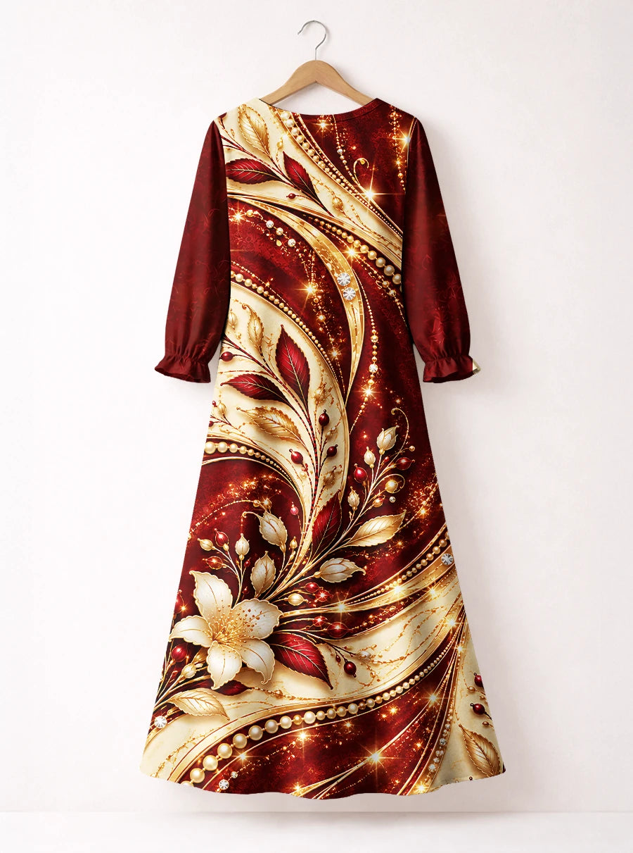 "Hariri" Long Sleeve Maxi Dress — back flat